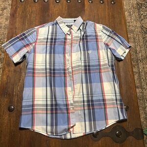 Chaps Blue and White Plaid Casual Shirt